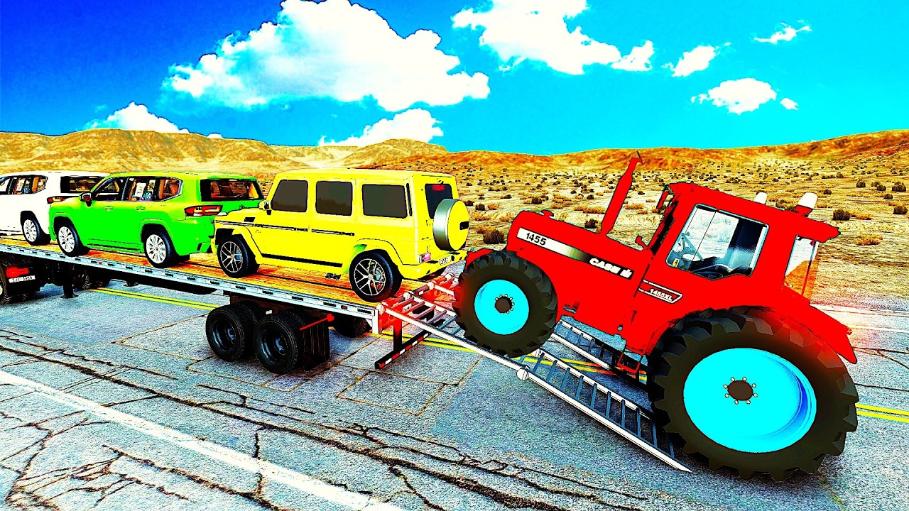 Flatbed Truck Mcqueen | Transportation with Truck - Pothole vs Car #003  - BeamNG.Drive