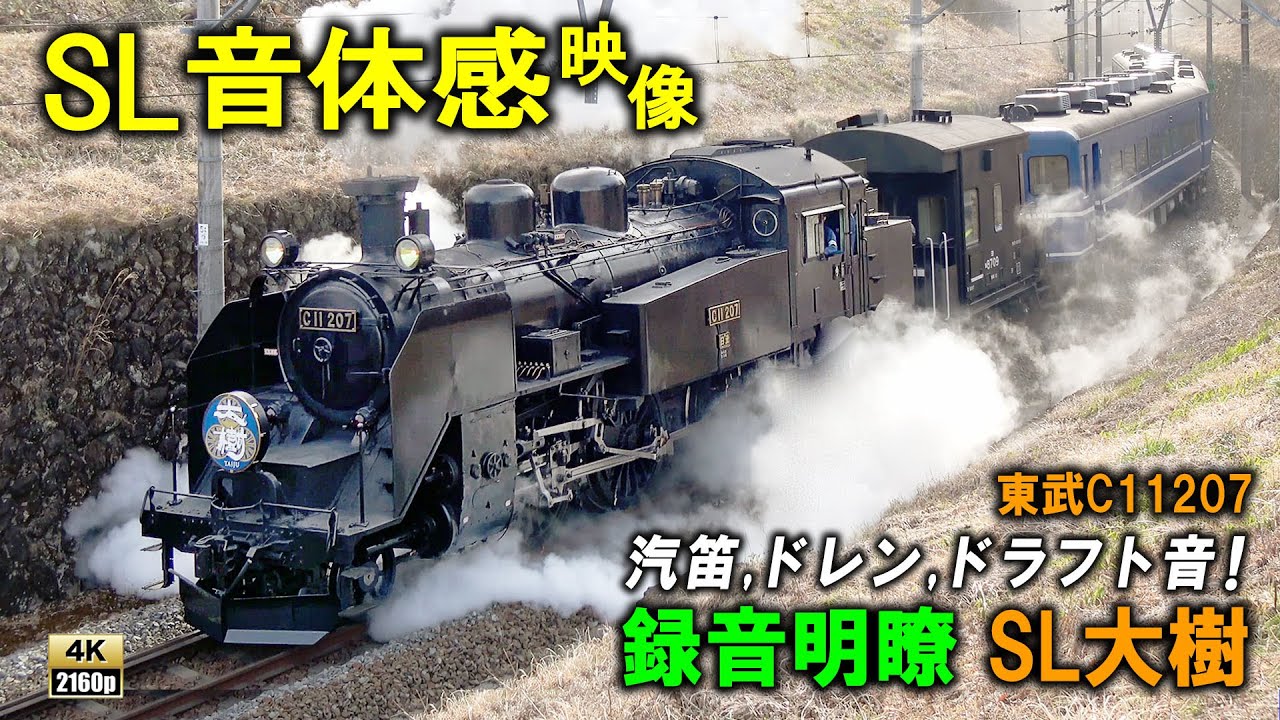 【SL音体感4K】きれいなドラフト音は好きですか?...カメラシャッター音無し,SL大樹DL補機無し   Enjoy Good clear sound of Steam locomotive.