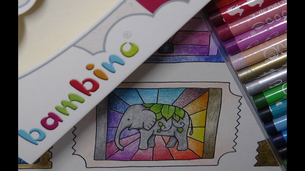 Bambino Crayon Review and Colouring - Elephant Ticket from Worlds of Wonder by Johanna Basford