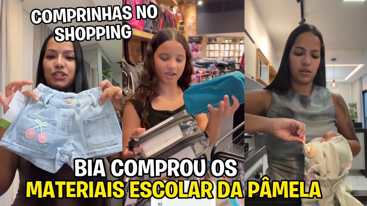 BIA COMPROU OS MATERIAIS ESCOLAR DA PÂMELA+ MOSTRANDO AS COMPRINHAS