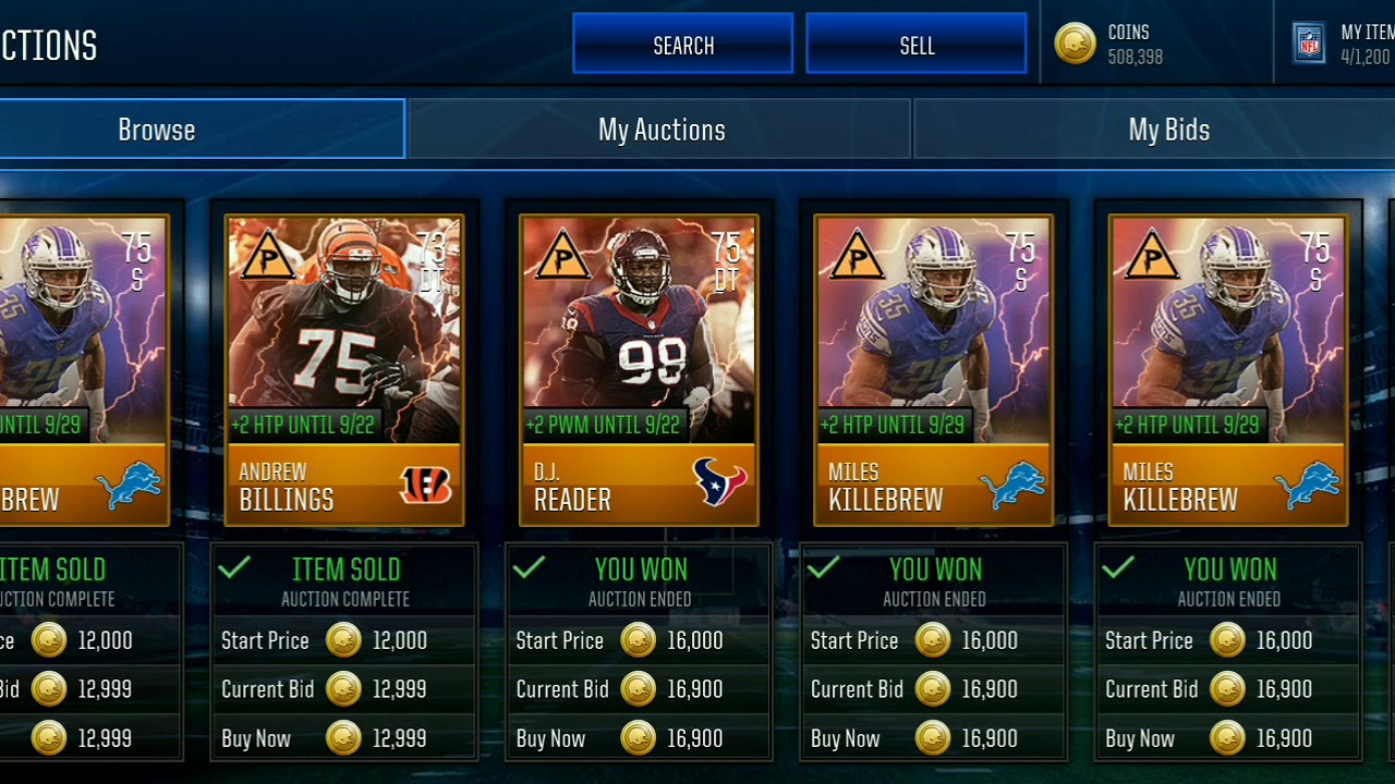 Madden Mobile auction house snipe - easy money.