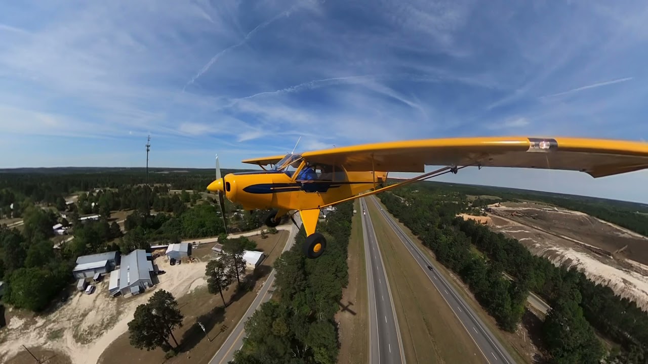 Supercub landing SC45 GoPro max 360 on 10’ camera pole.