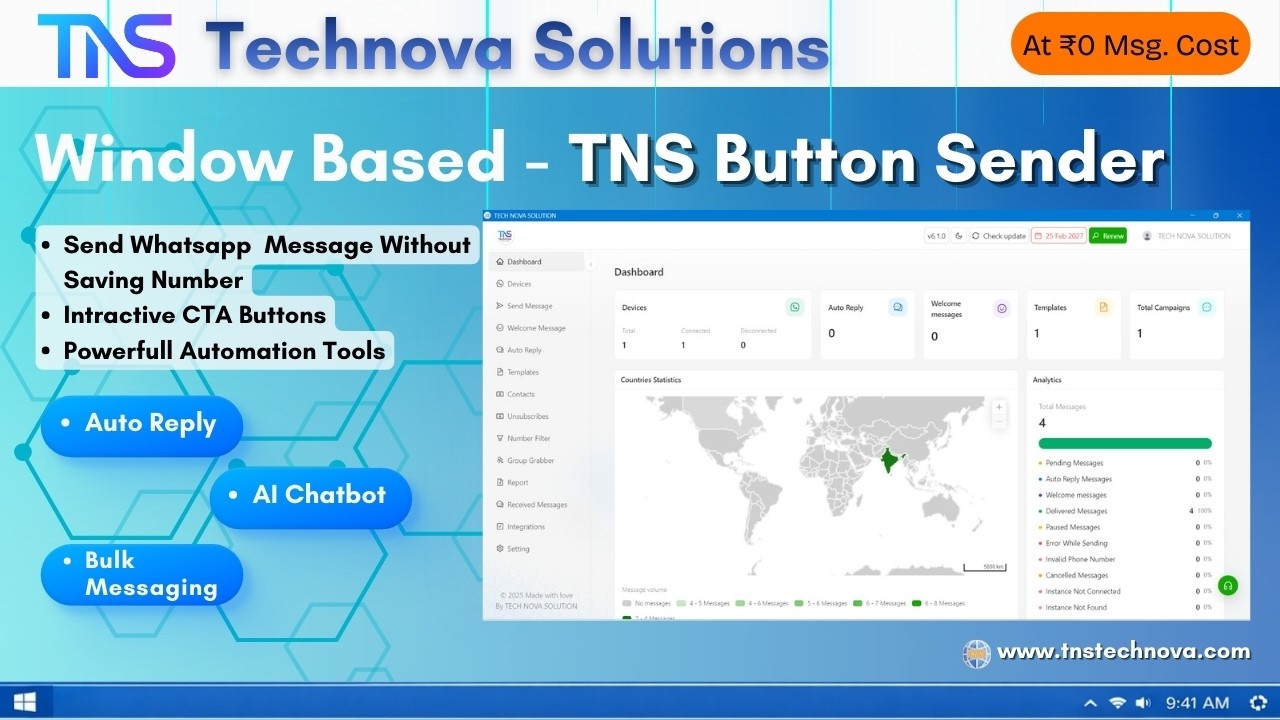 TNS Button Sender for Windows 2026 | CTA Buttons | Analytics | ₹0 Cost