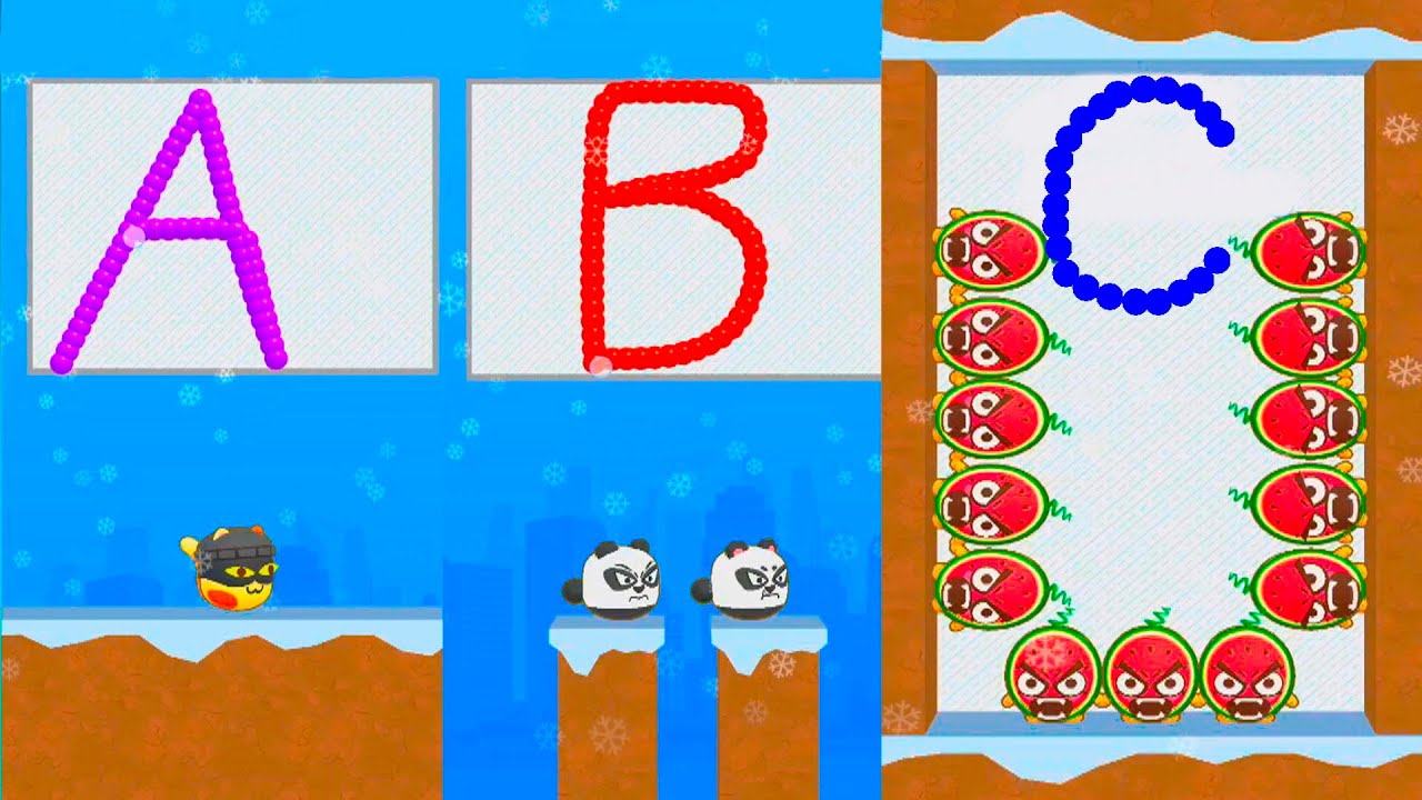 Draw a Line Puzzle ABC+ 12345678910 and Crushing little Monsters!