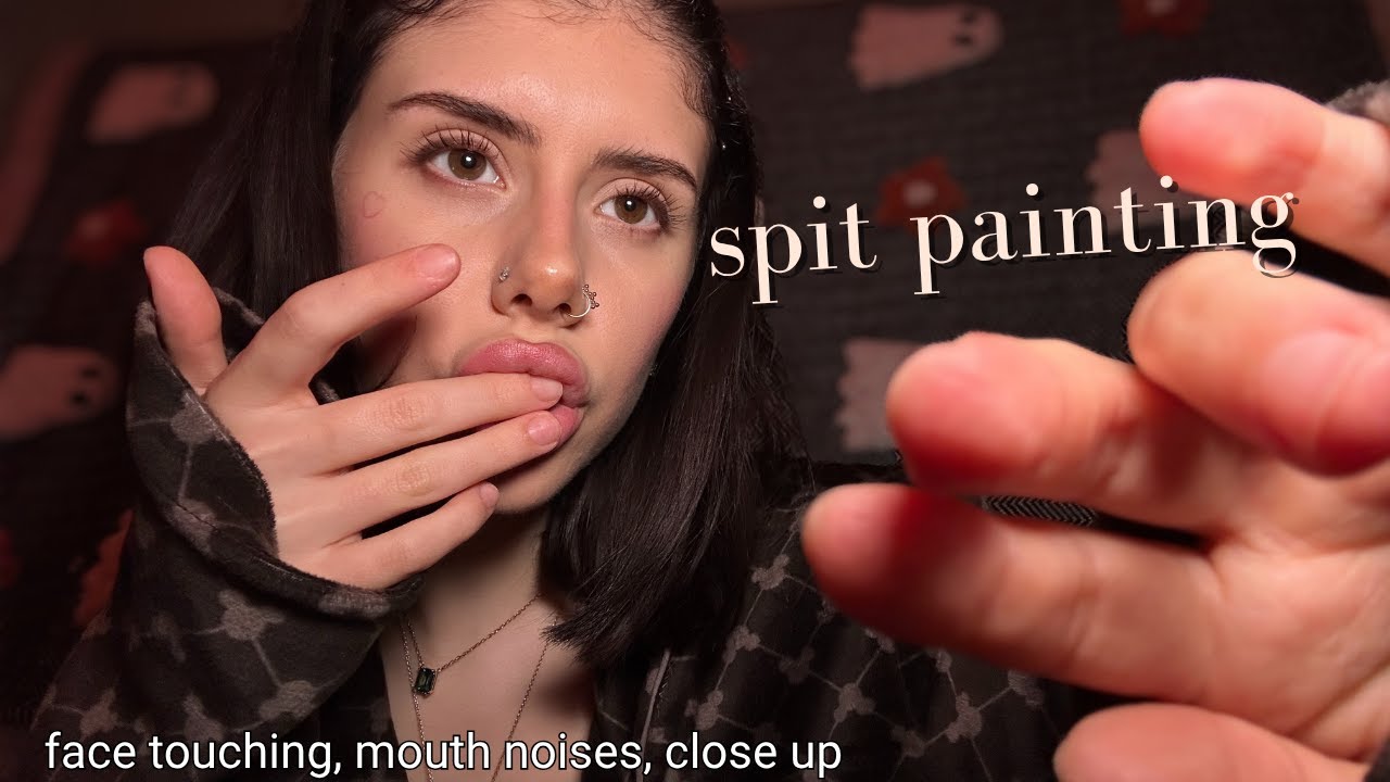 ASMR close up spit painting, mouth sounds and hand movements 😶&zwj;🌫️ (for sleep)