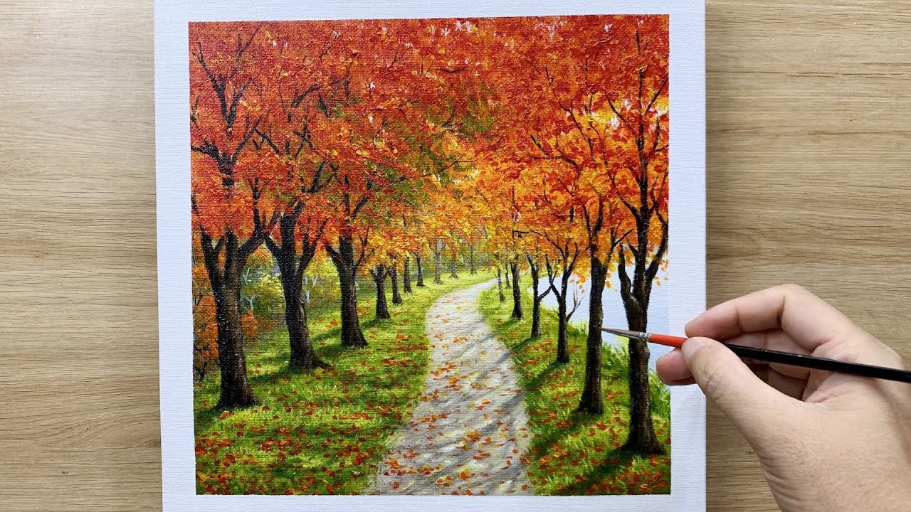 Daily Art #014 /  Acrylic / Autumn Sunlight Painting