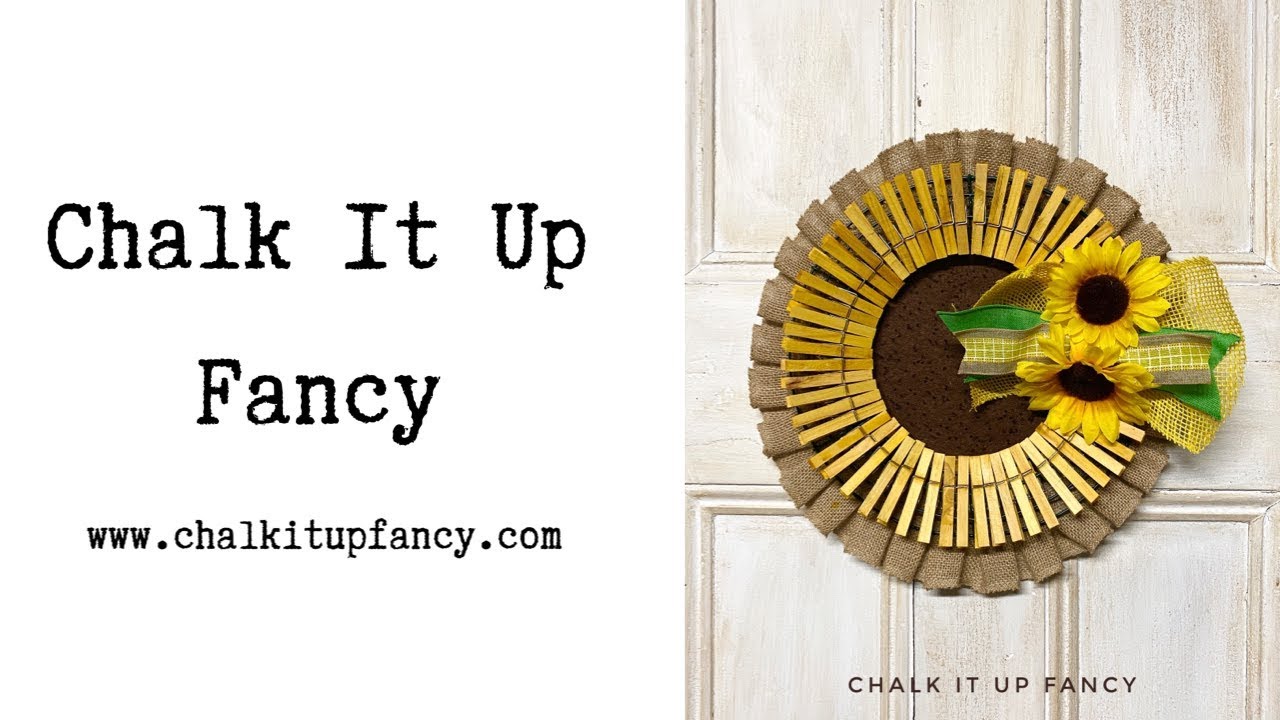 DIY Clothespin Sunflower Wreath with Stacked Bow