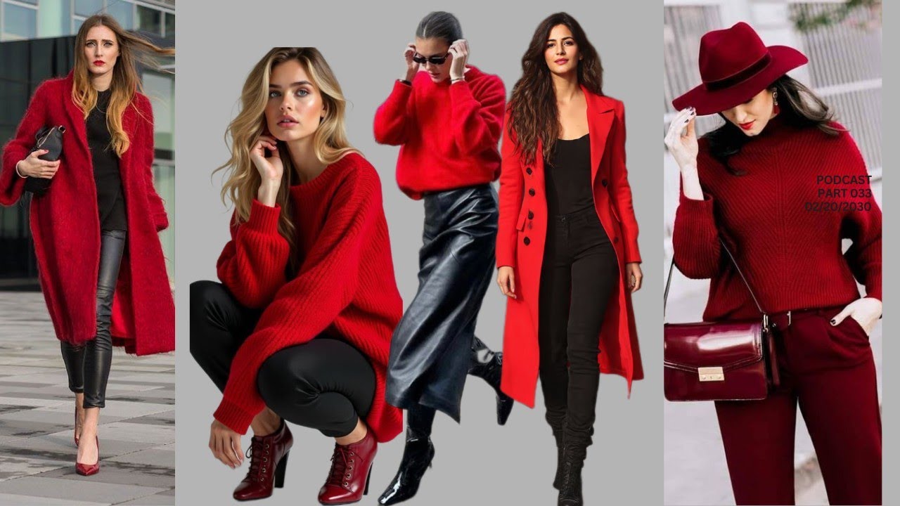 MODA TENDENCIA OTOÑO INVIERNO COMBINANDO EL COLOR ROJO PASIÓN PARA MUJERES ADULTAS 