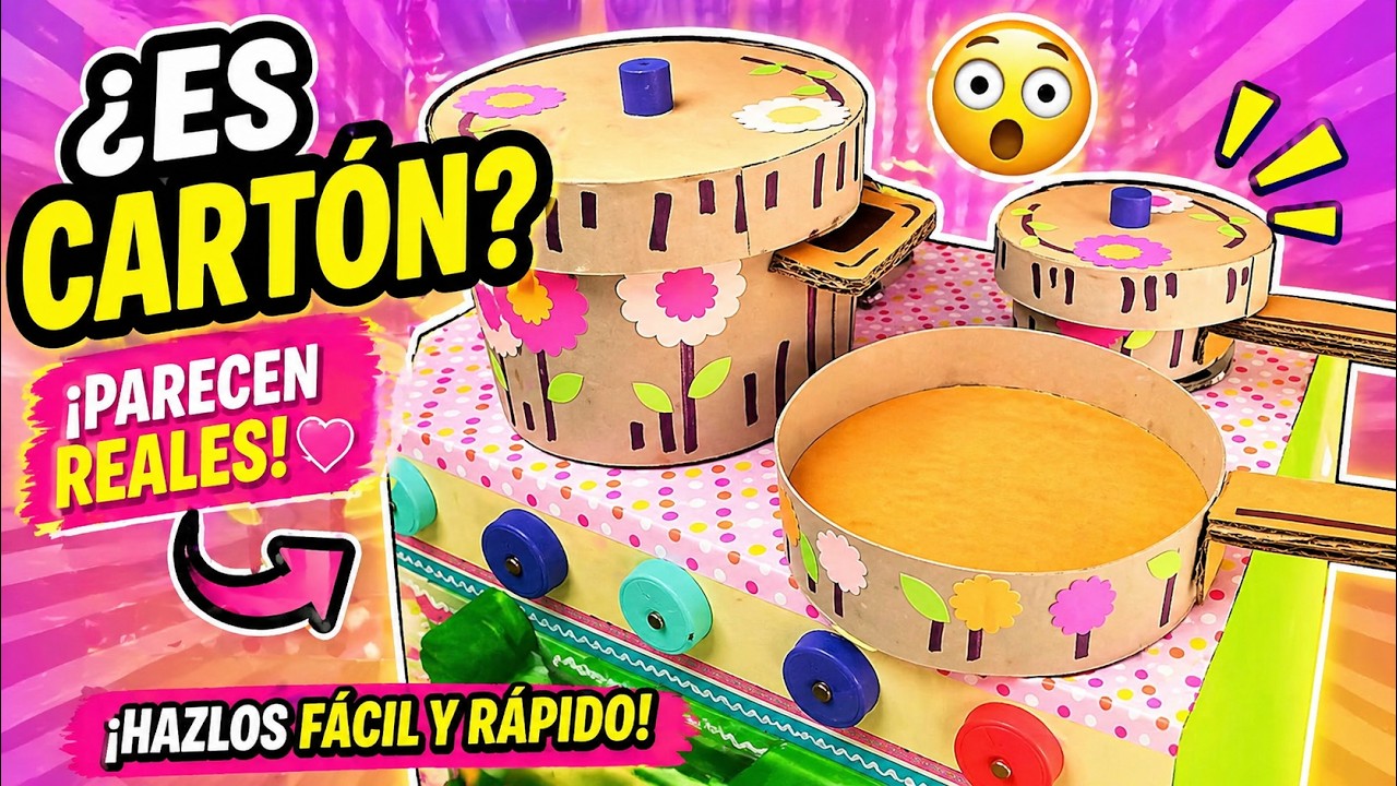 Cómo hacer OLLAS Y SARTÉN DE CARTÓN 🥘🌺
