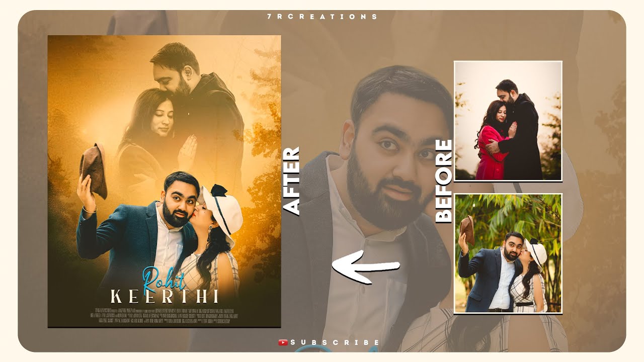 Movie or Couple Pre-Wedding Poster Design in Photoshop Tutorial | 7R CREATIONS
