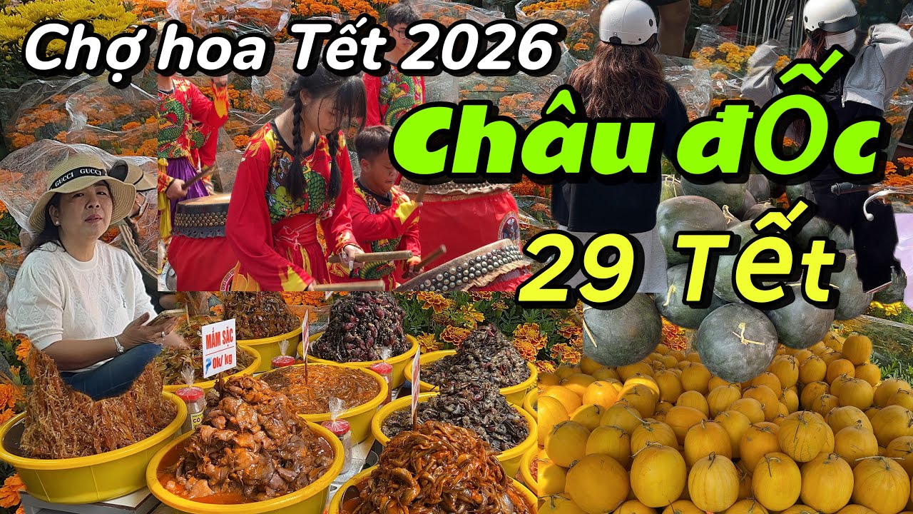 Chợ hoa châu đốc , bà con bán tháo bán rẽ về quê ăn Tết ngày 29/12/al 