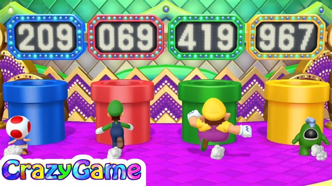 Mario Party 10 Coin Challenge - Toad v Luigi v Wario v Spike Player Master Difficult |Crazygaminghub