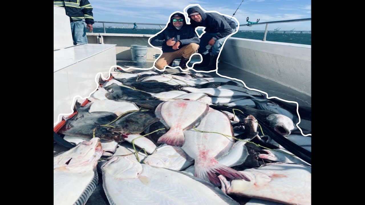 SF BAY HALIBUT FISHING on the GOLDENEYE 2k.... LIMITS!!!