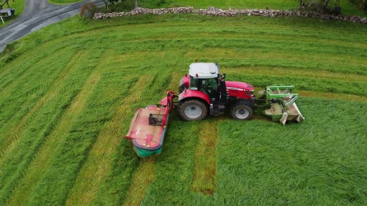 Del 3 . Vallskörd med Slåttermaskin i Fagerhult med Massey Ferguson 7718