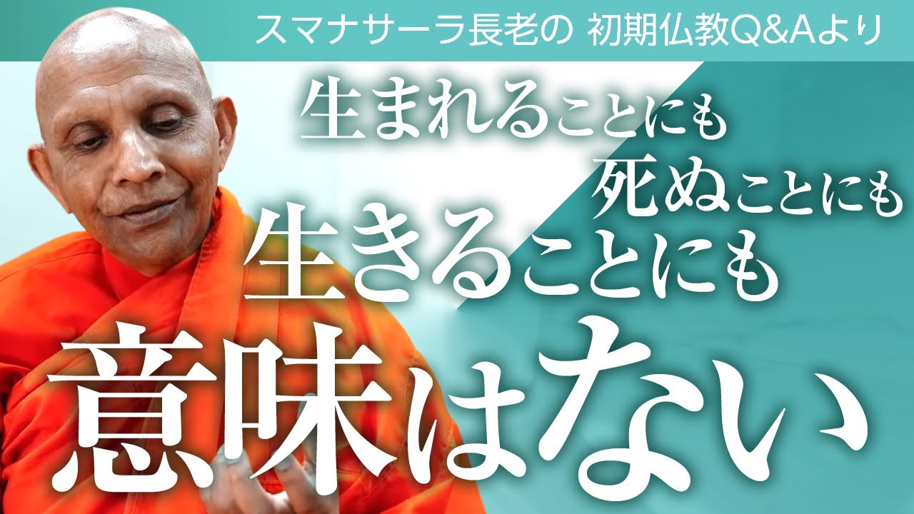 生まれることにも死ぬことにも生きることにも意味はない｜スマナサーラ長老の初期仏教Q&A #jtba #仏教哲学 #ブッダの教え