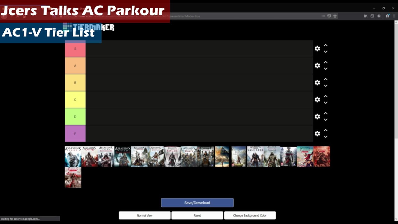 Jcers Talks AC Parkour | AC1-V Parkour Tier List