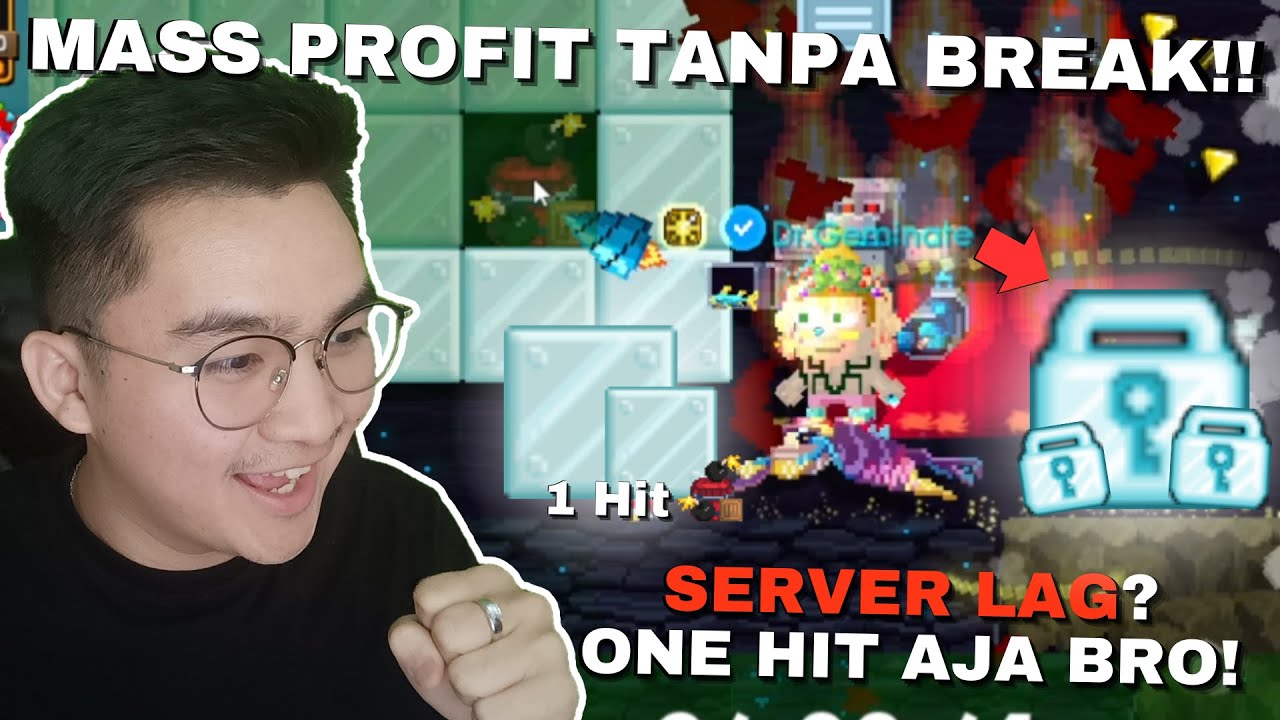 MASS PROFIT 1 HIT AJA!! | Server Lag? Tinggal One Hit!! | Growtopia Profit 2025