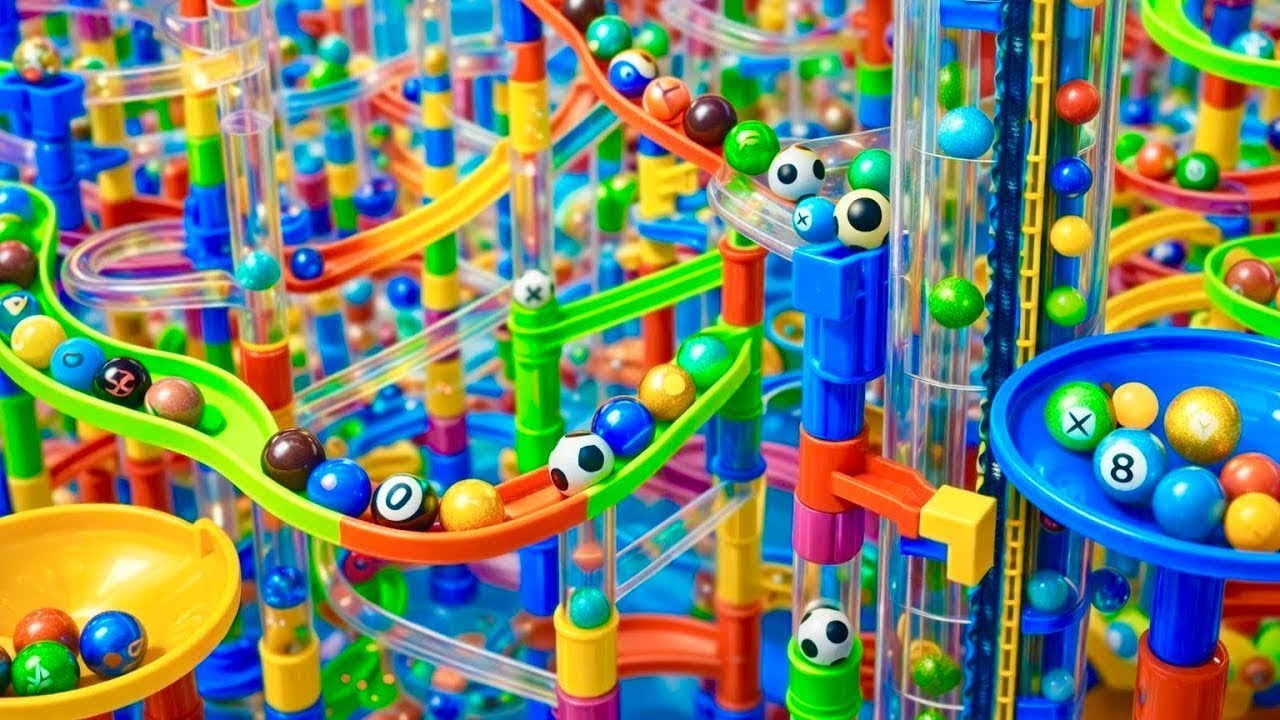 Marble Run ASMR – A Relaxing, Satisfying Experience with Dual Electric Elevation & Glass Sounds 7