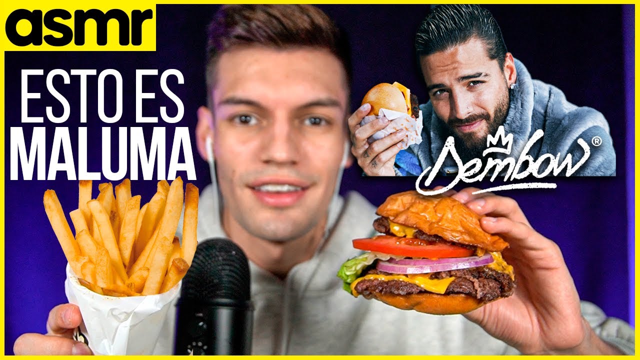 asmr comiendo hamburguesa de Maluma ASMR español mukbang eating