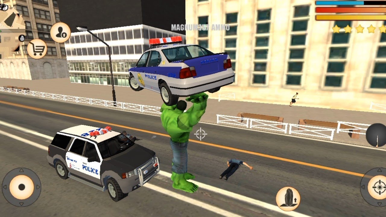 Funny hulk video !  Running in the city and cars destroy ! Police vs hulk Funny video, flying hulk