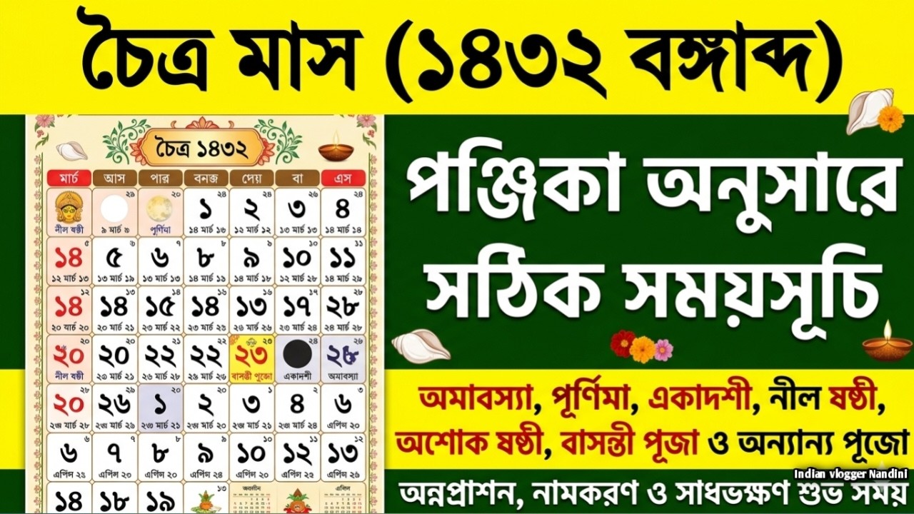 Chaitra Mas Bengali Calendar 1432 | চৈত্র মাস ১৪৩২ | 1432 Bengali Calendar | Chaitra Mas 1432