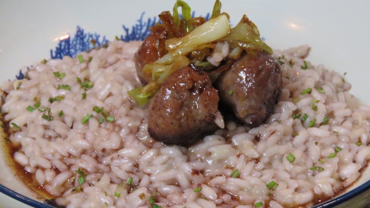 Red Wine Risotto with Sausage. Easy recipe. How to make an Authentic Italian Dish.