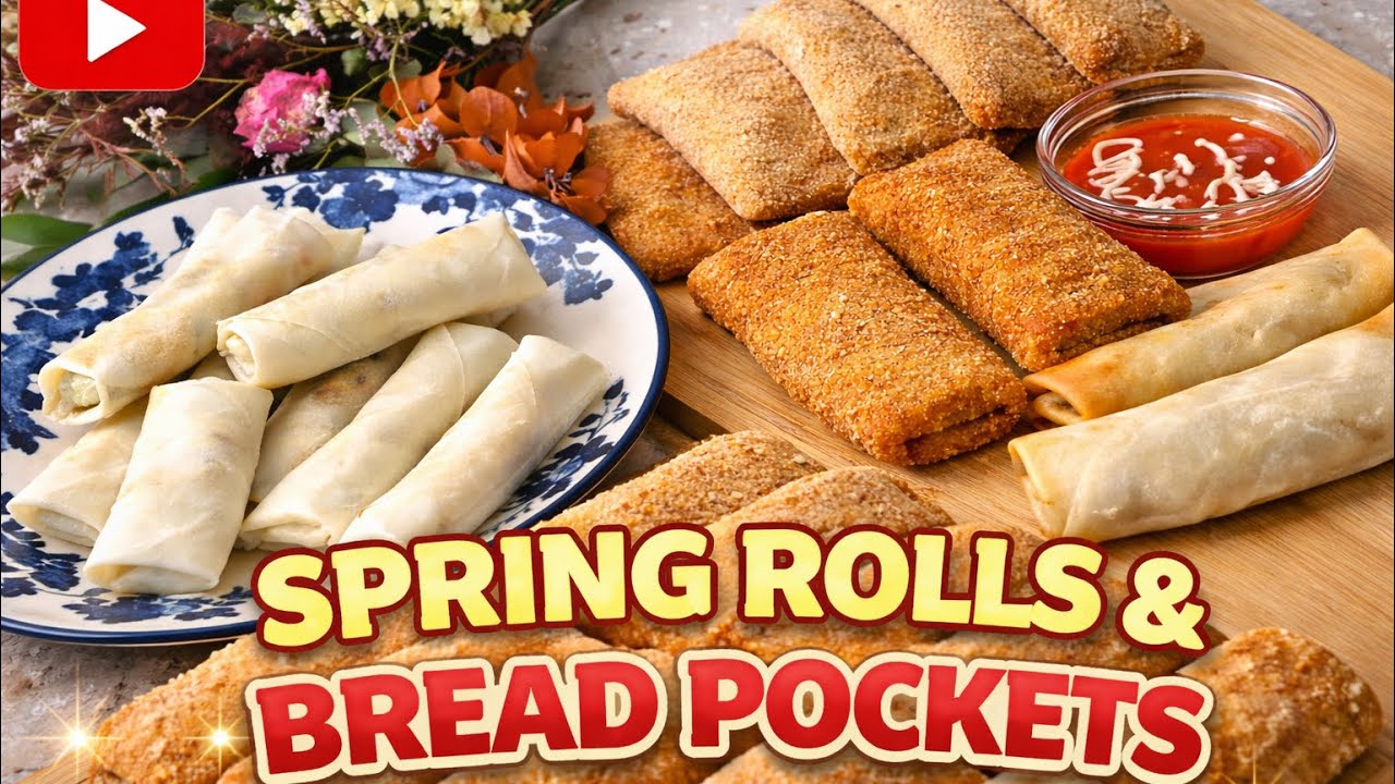 Spring Rolls and bread pockets recipe by the cooking hub #cooking #springroll #breadpocket 