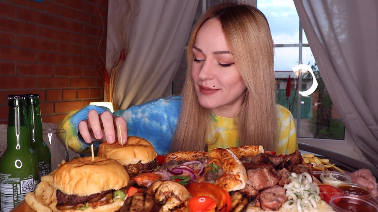 MUKBANG | Фаст фуд, шашлык, матча |  Fast food, matcha tea не ASMR