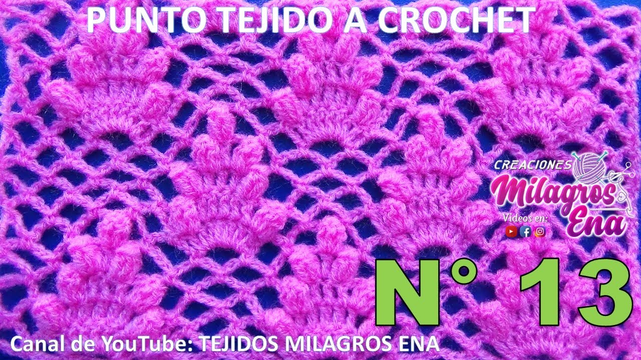 Punto N° 13 tejido a crochet: Punto FRESITAS para blusas, vestidos, ponchos, chales paso a paso