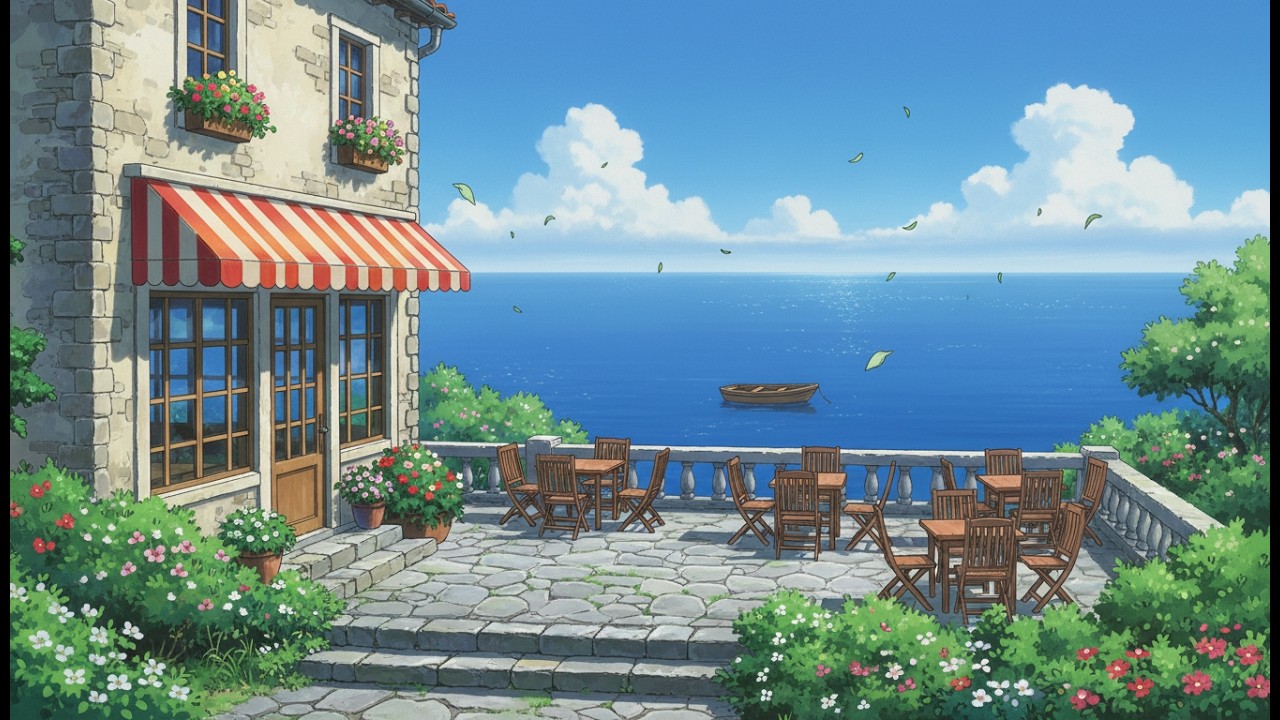 Spring Morning LoFi 🌿 Peaceful Seaside Cafe for Focus & Light Productivity | Live
