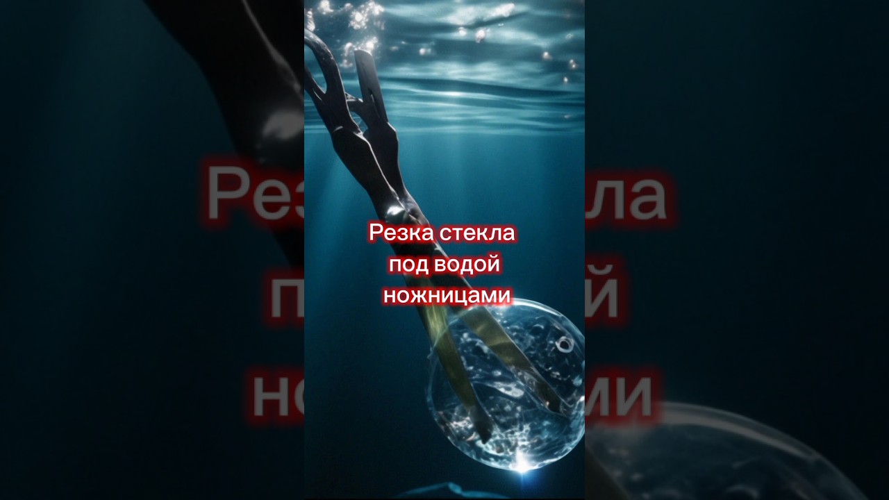 Резка стекла под водой ножницами #пип #наука #интересно #ножницы #эксперимент