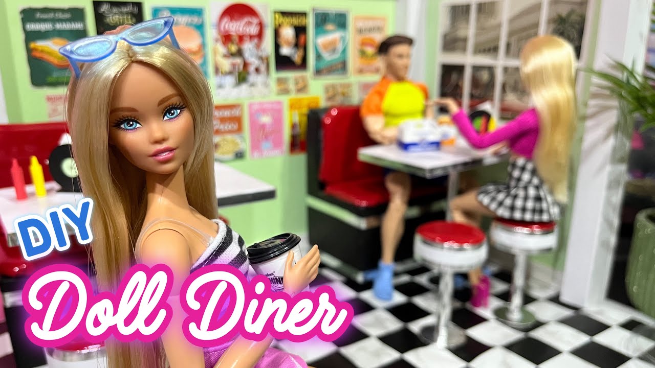 DIY RETRO DINER  FOR BARBIES | Foodie Mini Brands Unboxing | Doll and DIY Craft