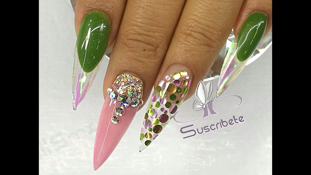💅 Uñas con Confetti de moda y Vidrio Roto + TAG