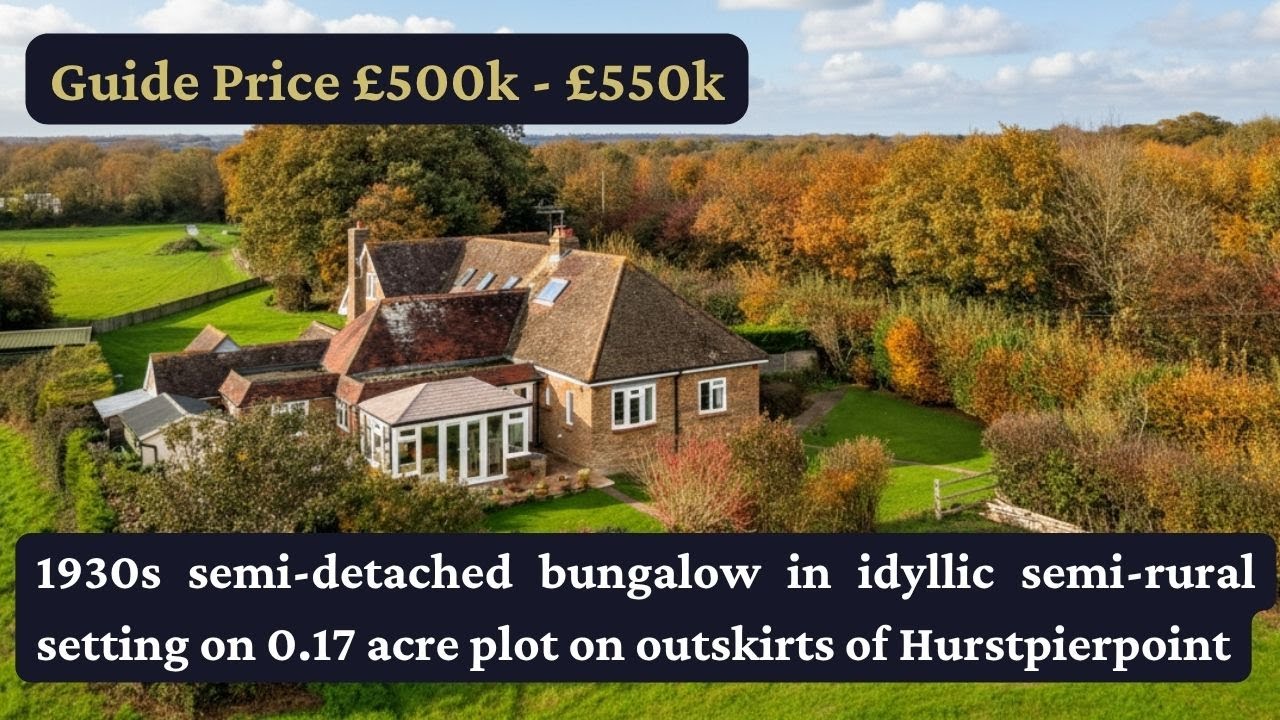 1930s bungalow on 0.17.acre south facing plot on semi-rural outskirts of Hurstpierpoint