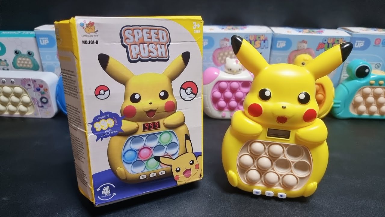 8 Minutes Satisfying with Unboxing Pikachu New Push Pop It Eletrônico Fidget Toy ASMR