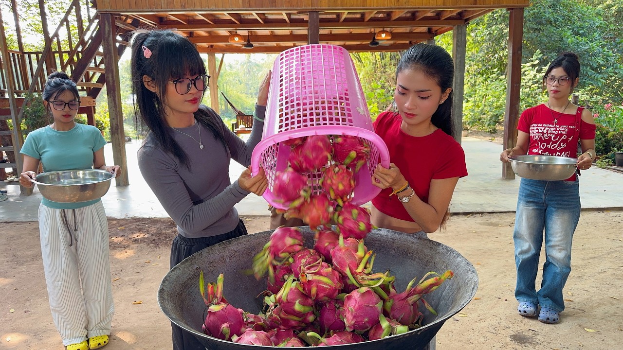 Amazing cooking dragon fruit and fry rice recipe