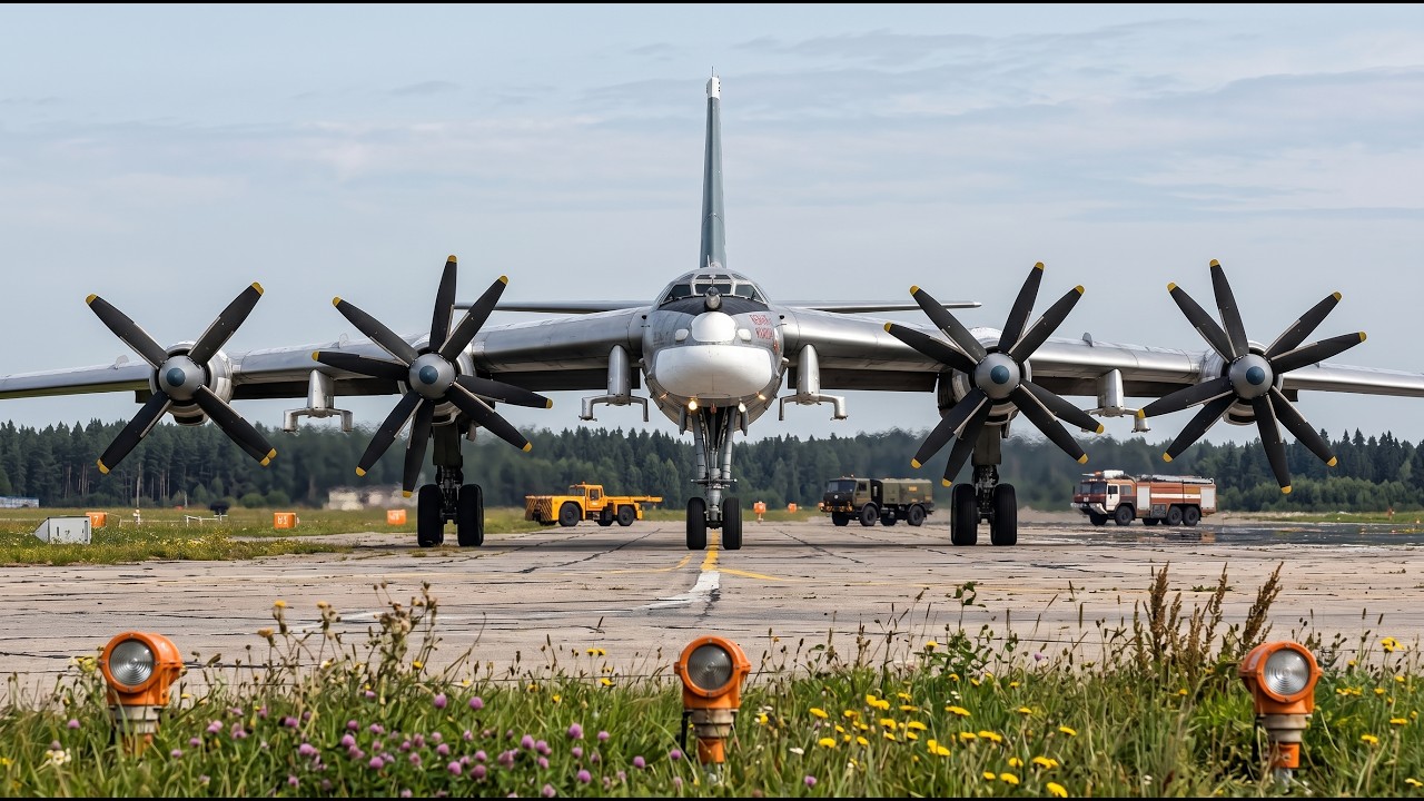 Tu-95MS Bear Strategic Bomber Taxiing | Russia's Iconic Long-Range Military Aircraft