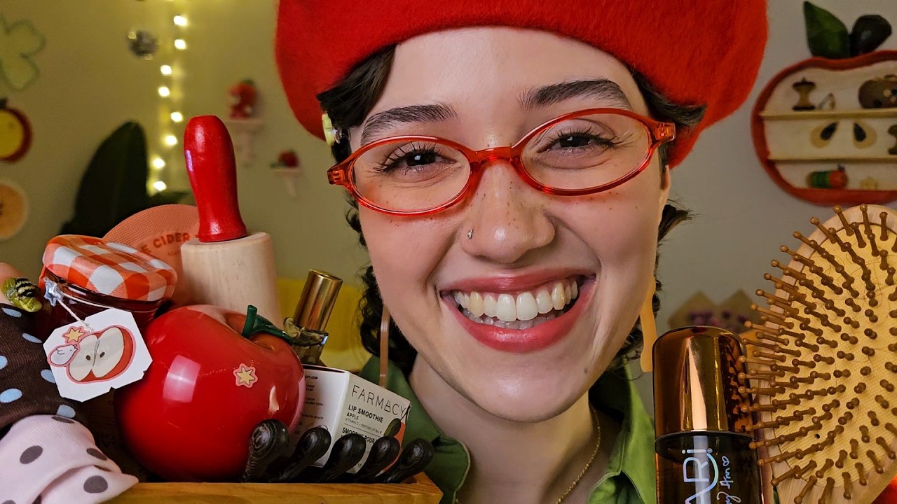 ASMR Spa Sleepover 🍎🍏 Apple Themed Pampering (whispered rp, personal attention, scalp massage)