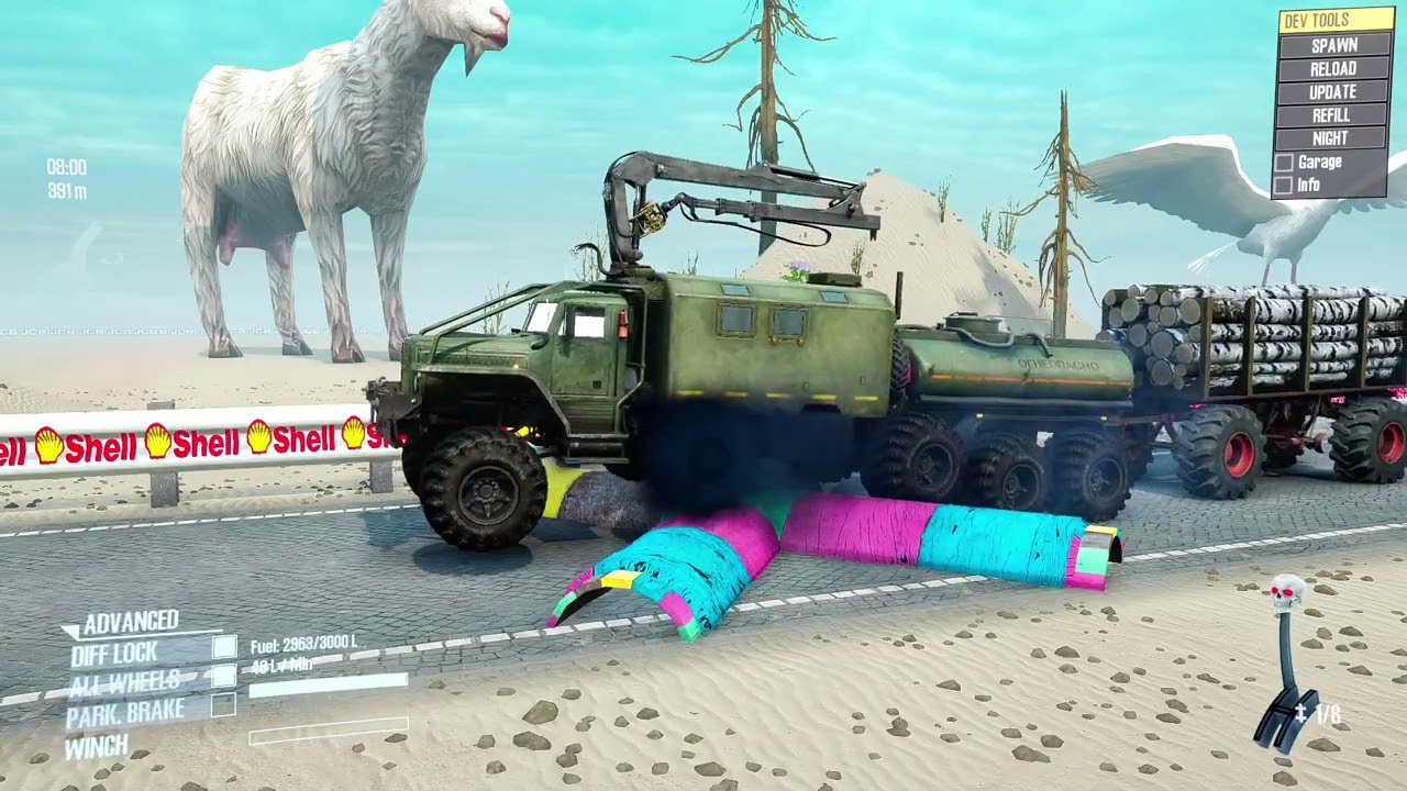 Тяжелый грузовик против железнодорожных путей | Физика Spintires MudRunner