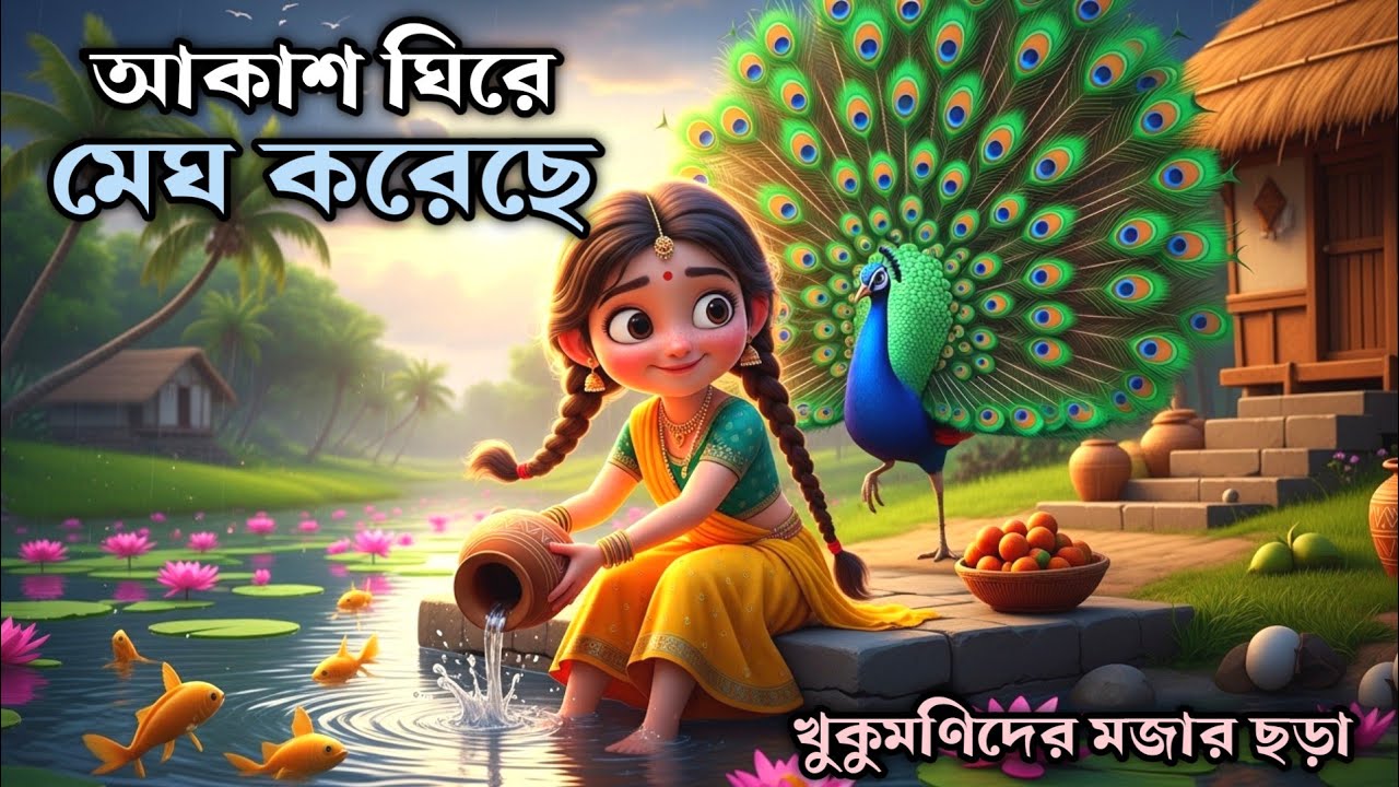 আকাশ ঘিরে মেঘ করেছে | বাংলা ছড়া গান | Kids Rhyme