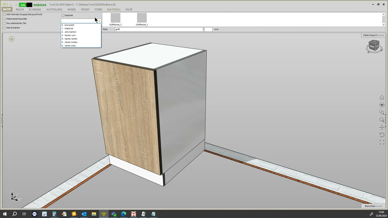 Farbe Textur Griffleiste L Profil