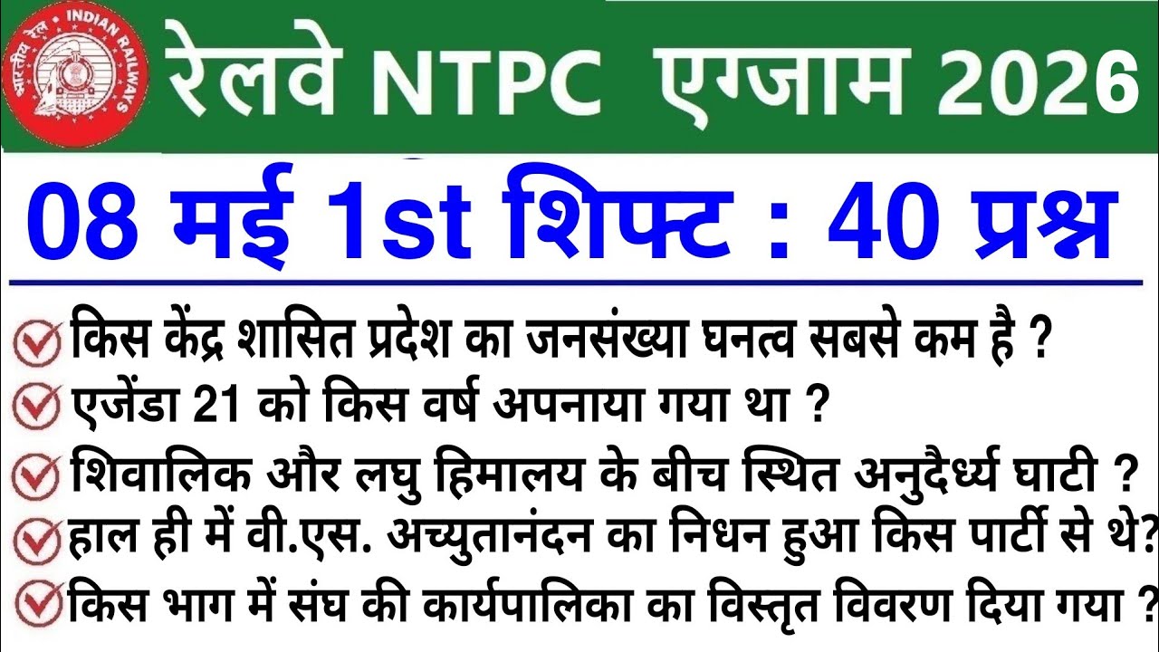 RRB NTPC Review 1st Shift May 8, 2026 | RRB NTPC Exam Analysis Today | RRB NTPC Exam Analysis 2026