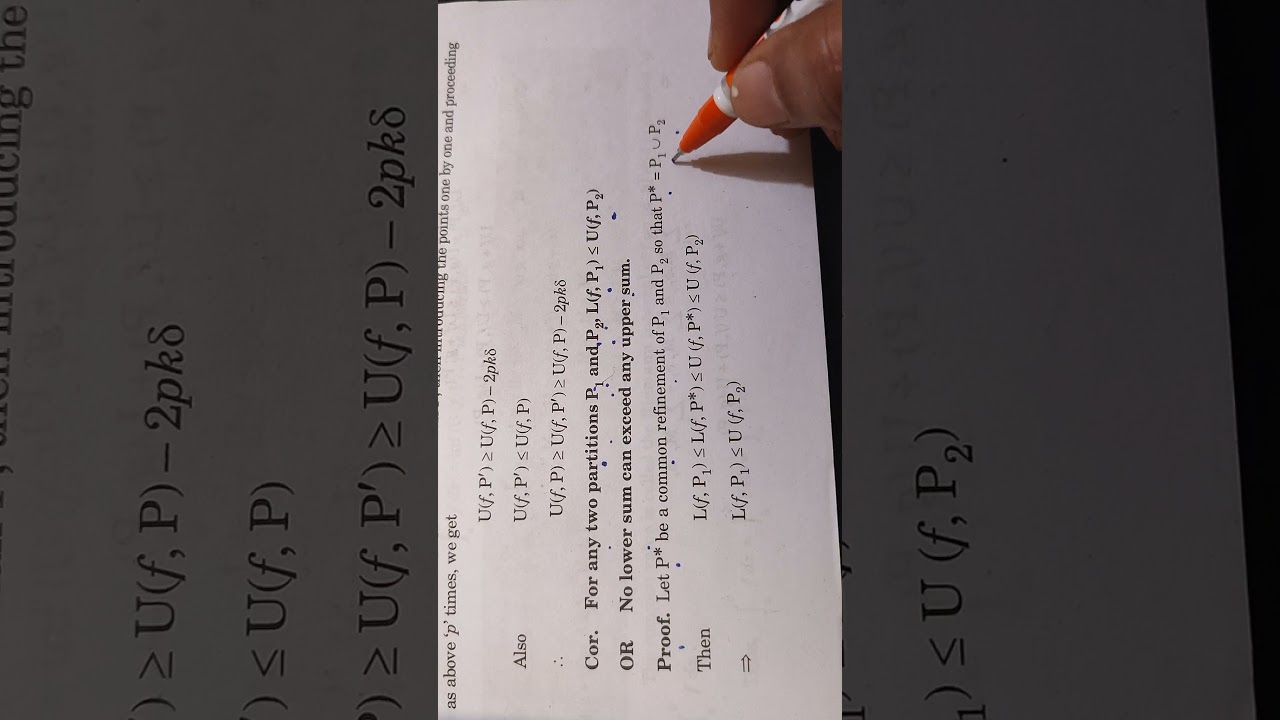 # 1.7, No lower sum can exceed any upper sum,  Riemann Integration