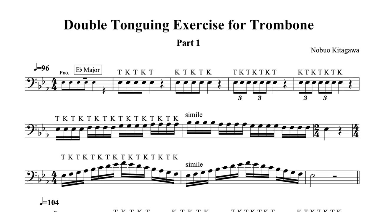 Double Tonguing Exercise For Trombone-Part 1　トロンボーンの為のダブルタンギング練習曲 Part 1