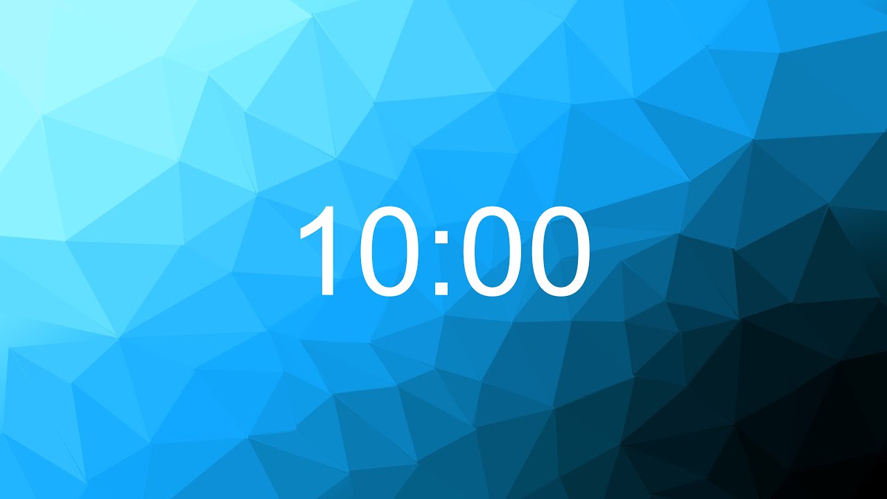 10 minute Silent Timer - count UP - blue polygon background