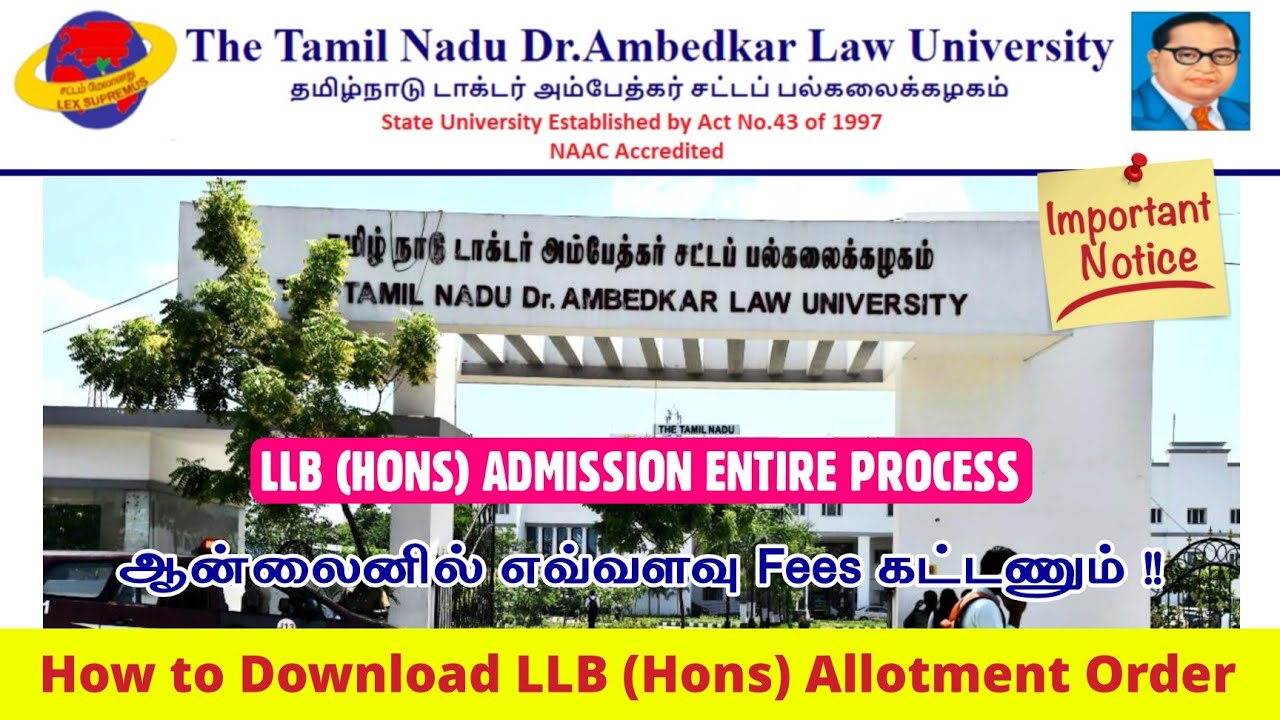 🔴 TNDALU Update | 3 Year LLB (Hons) Allotment Order Update | LLB Hons Admission Process - 2025...!!