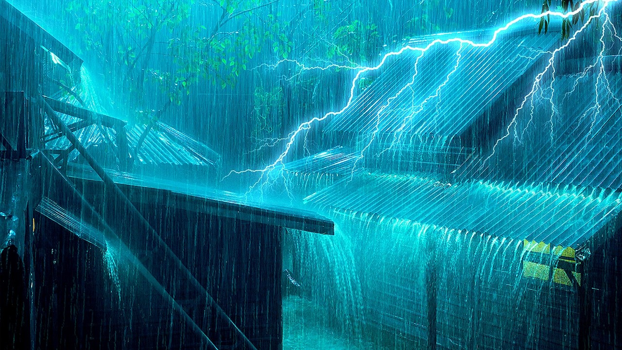 Tormenta Nocturna Intensa ⚡ Lluvia Fuerte y Trueno Cercano para Dormir Profundo