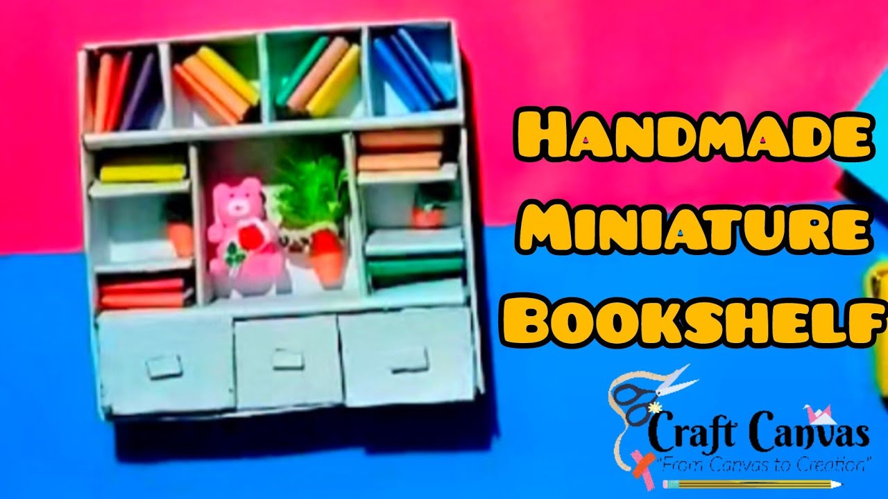 🌸Beautiful  miniature  bookshelf  making,✨️ paper craft, handcraft, recycle♻️, easy mini  bookshelf 