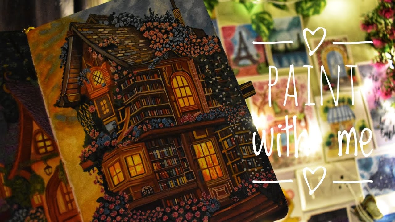 Boat House Library ✨ | Dream Town Series (Location 3) | Cottagecore Painting Process”