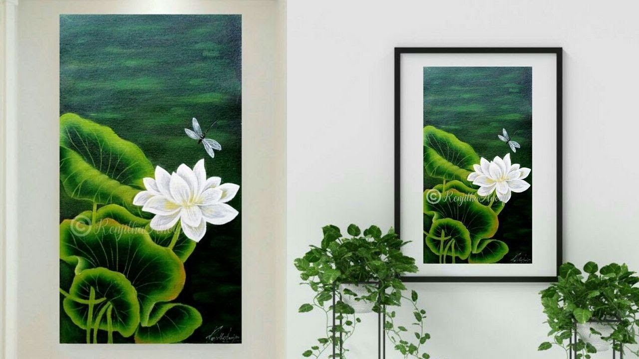 beautiful and easy WHITE lotus painting on Canvas | acrylic painting | Step by Step Painting